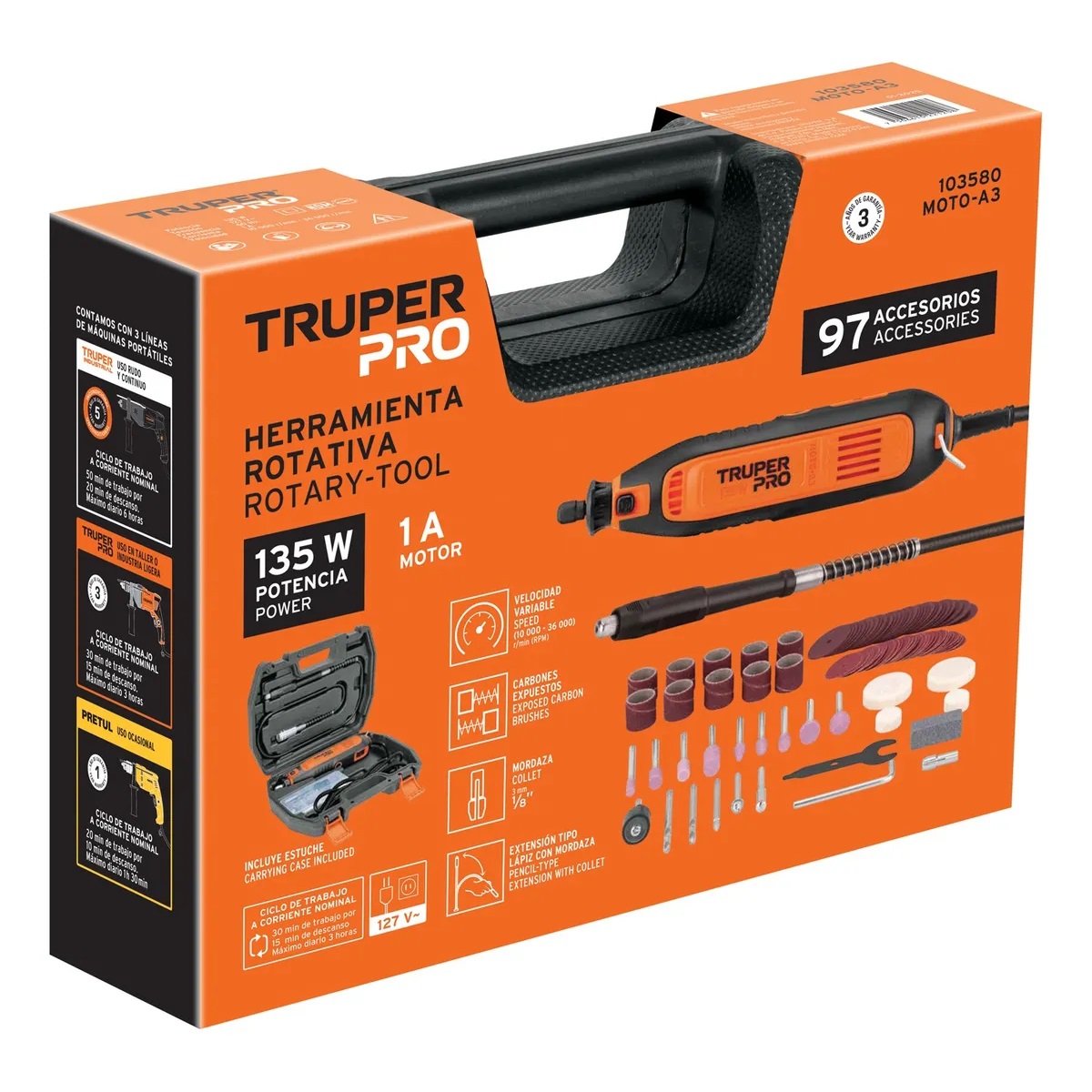MOTO TOOL 135 W CON 97 ACCESORIOS TRUPER PRO - Imagen 5