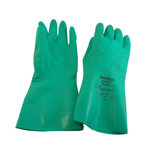 GUANTES FULL NITRILO VERDE 18" MAVERICK