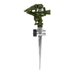ASPERSOR PLASTICO VERDE 11" DOS VIAS ESTACA METALICA PRETUL