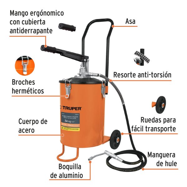 BOMBA INYECTORA DE GRASA 24 KG TRUPER - Imagen 2