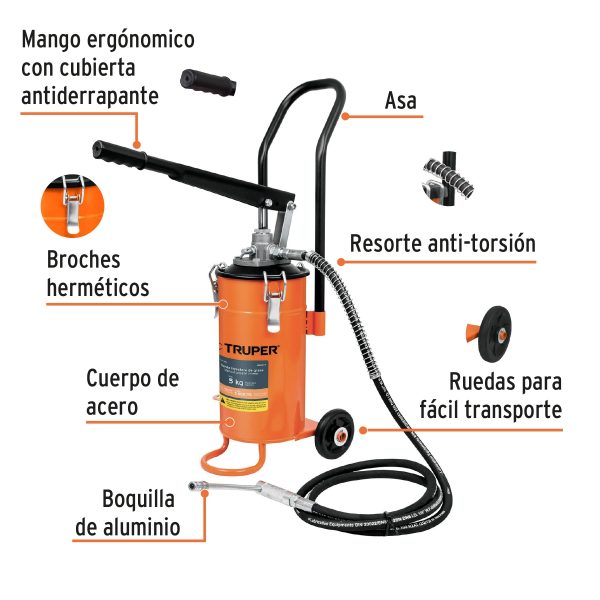 BOMBA INYECTORA DE GRASA 5 KG TRUPER - Imagen 2