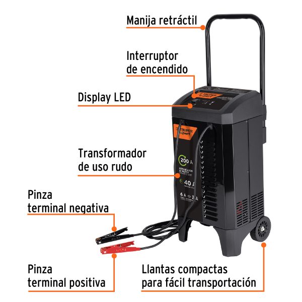 CARGADOR DE 200 A PARA BATERIAS DE 12 V TRUPER EXPERT - Imagen 2