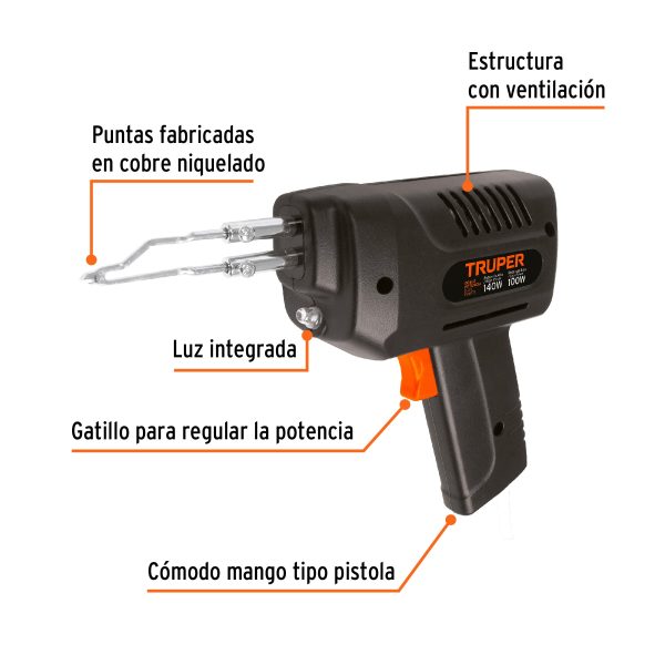 PISTOLA DE SOLDAR 2 TEMPERATURAS 140 W TRUPER - Imagen 2