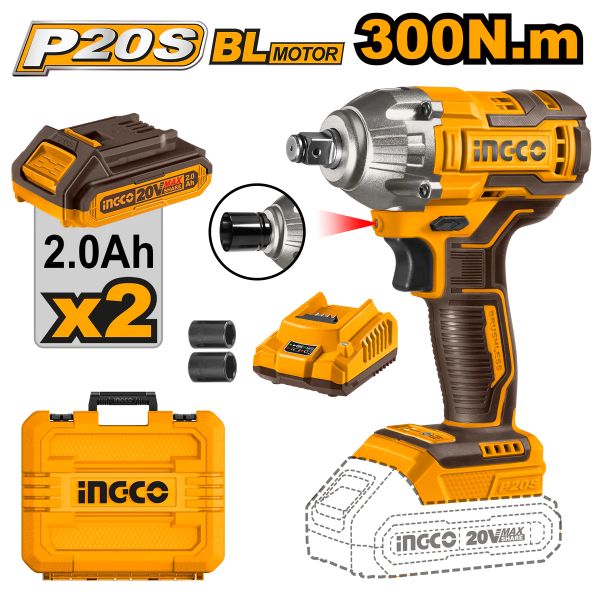 LLAVE DE IMPACTO INALAMBRICA 1/2" 20 V P20S INGCO