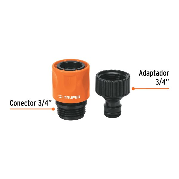 CONECTOR 3/4" RAPIDO DE ABS GRIFO-MANGUERA SISTEMA CLICK TRUPER - Imagen 2