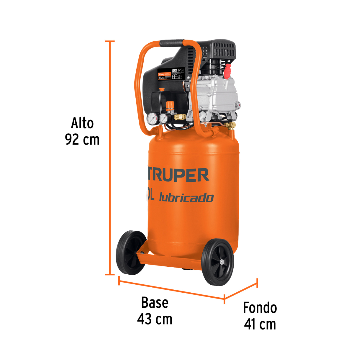 COMPRESOR DE AIRE LUBRICADO VERTICAL 50 L 3-1/2 HP 127 V TRUPER - Imagen 2