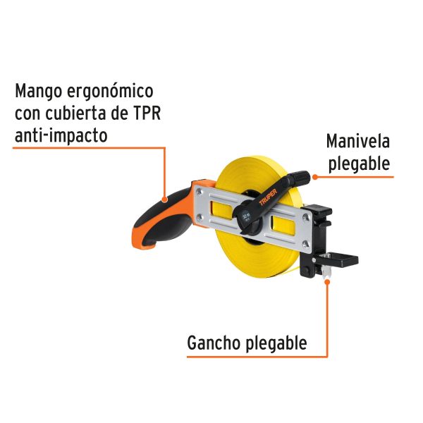 DECAMETRO CINTA METRICA 30 M METALICA TIPO CRUCETA TRUPER - Imagen 2
