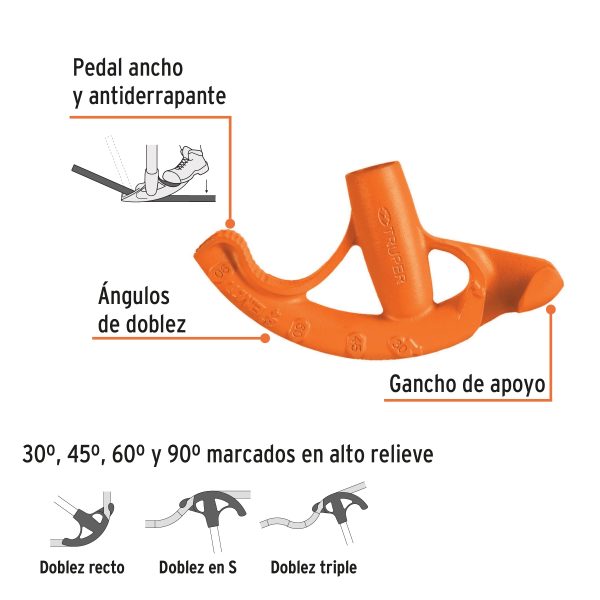DOBLADOR DE TUBO CONDUIT 3/4" TRUPER - Imagen 2