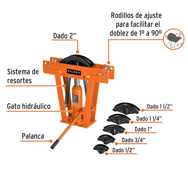 DOBLADOR DE TUBO HIDRAULICO 12 TON TRUPER - Imagen 2