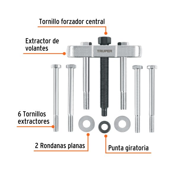 EXTRACTOR DE VOLANTES 11 PIEZAS TRUPER - Imagen 2