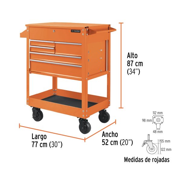 GABINETE METALICO MOVIL 5 CAJONES 320 KG TRUPER - Imagen 3