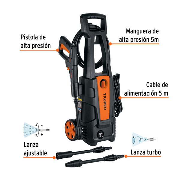 HIDROLAVADORA ELECTRICA 1800 PSI TRUPER - Imagen 2