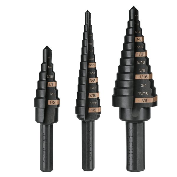 JUEGO DE 3 BROCAS ESCALONADAS OXIDO NEGRO TRUPER