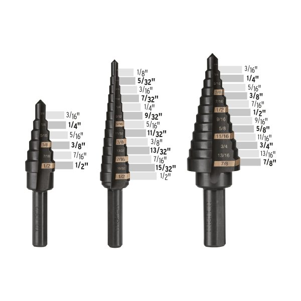 JUEGO DE 3 BROCAS ESCALONADAS OXIDO NEGRO TRUPER - Imagen 2