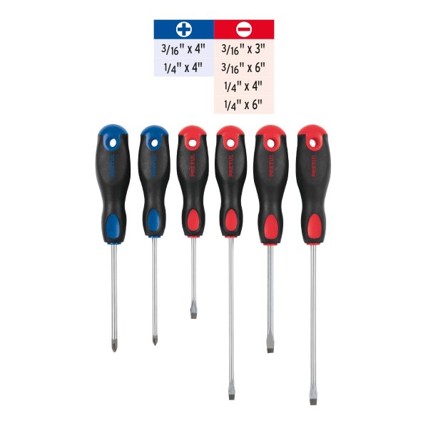 JUEGO DE 6 DESTORNILLADORES MANGO COMFORT GRIP PRETUL - Imagen 2