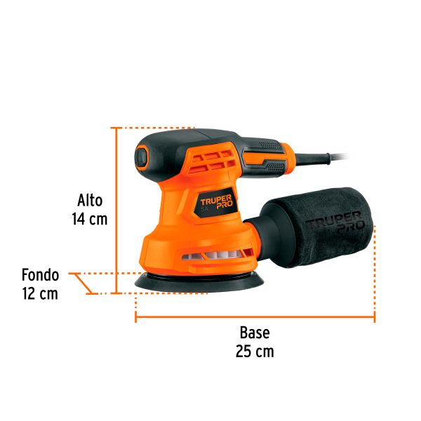 LIJADORA ROTO ORBITAL 5" 260 W PROFESIONAL TRUPER - Imagen 3