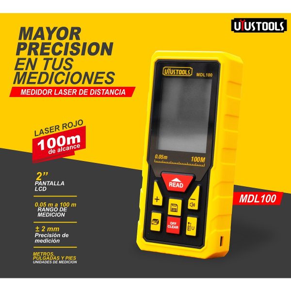 MEDIDOR LASER DE DISTANCIA 100 M UYUSTOOLS - Imagen 2