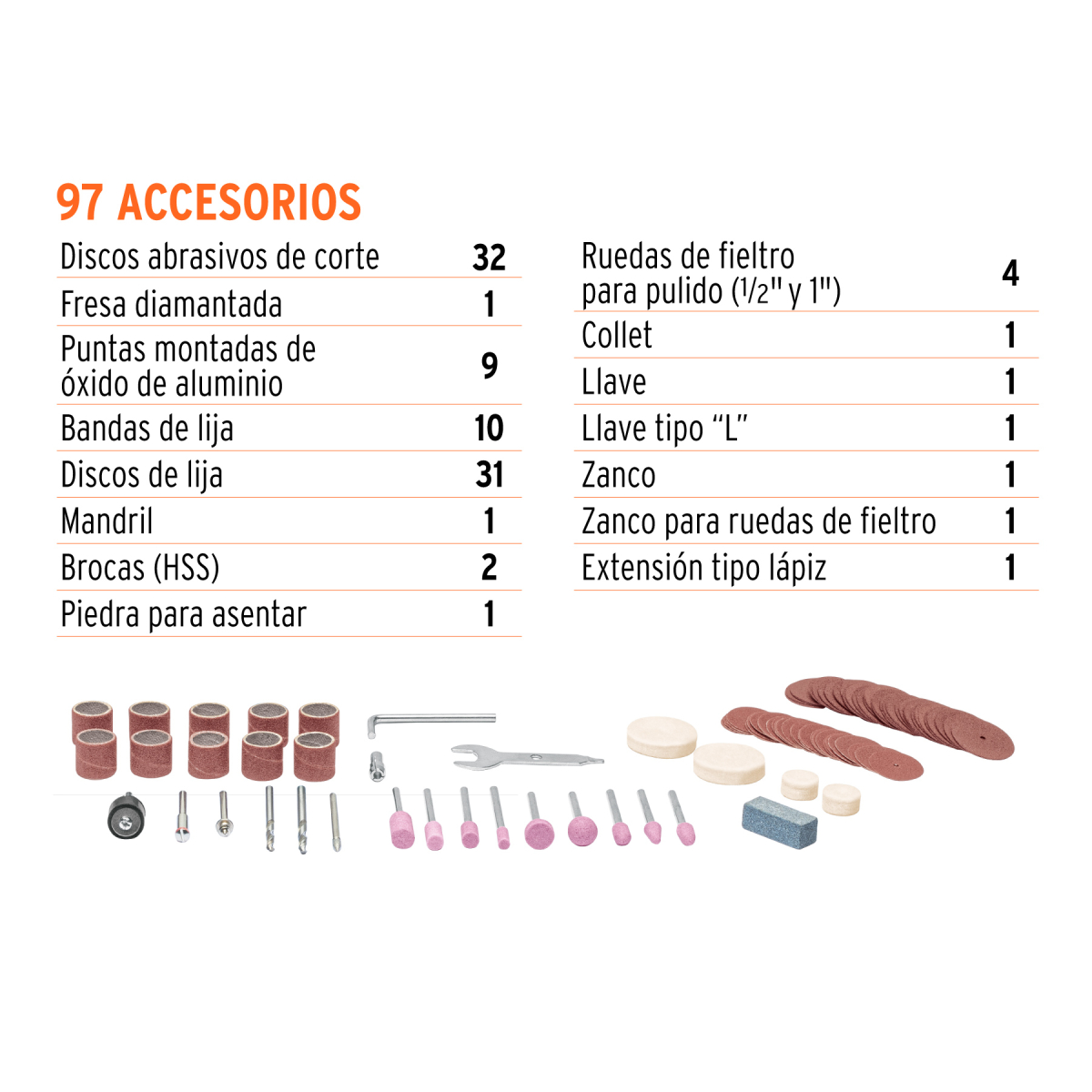 MOTO TOOL 135 W CON 97 ACCESORIOS TRUPER PRO - Imagen 4