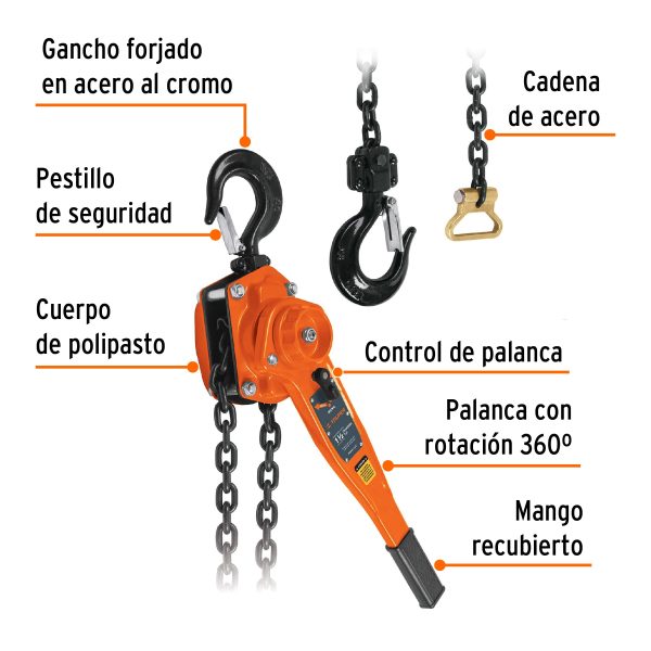 DIFERENCIAL DE PALANCA DE 1-1/2 TON TRUPER - Imagen 2