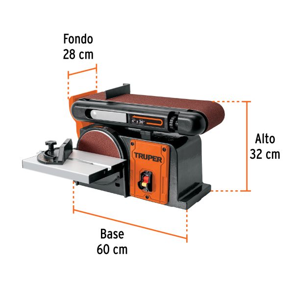 LIJADORA DE BANDA Y DISCO 4" X 6" DE 375 W (1/2 HP) TRUPER - Imagen 3