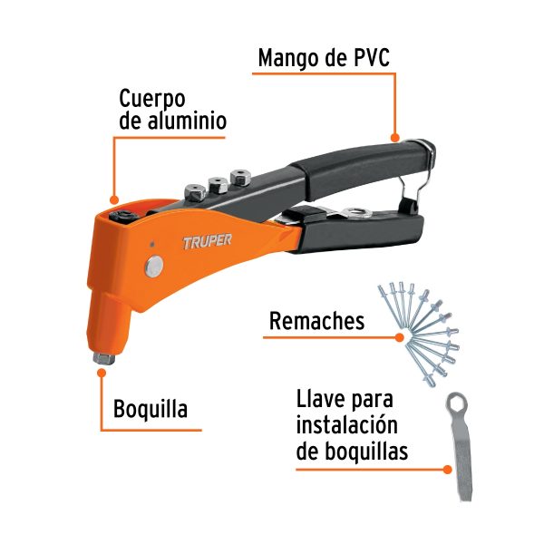 REMACHADORA PROFESIONAL 9" CON 60 REMACHES TRUPER - Imagen 2