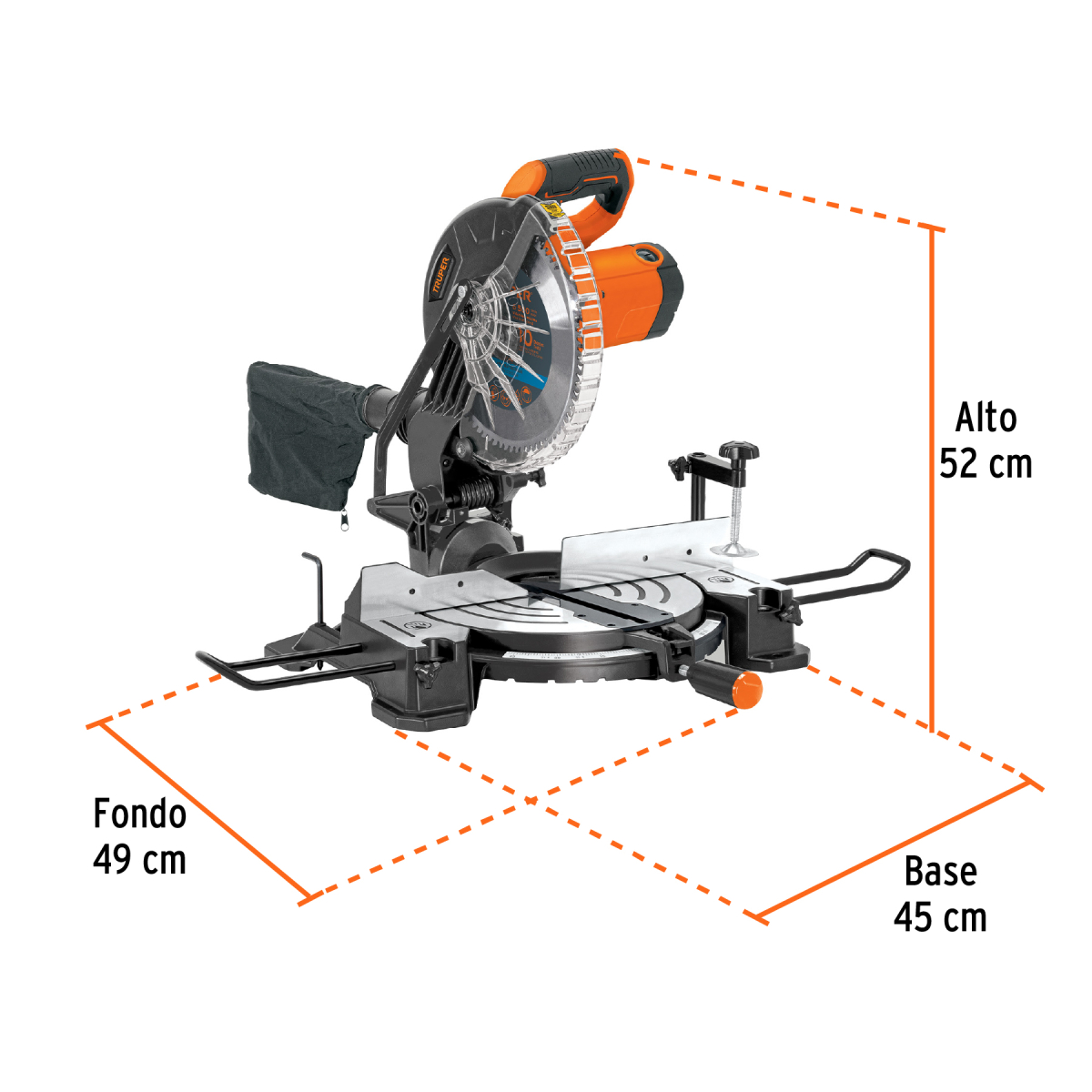 SIERRA DE INGLETE 10" DE 1900 W PARA CORTE EN ALUMINIO TRUPER - Imagen 3
