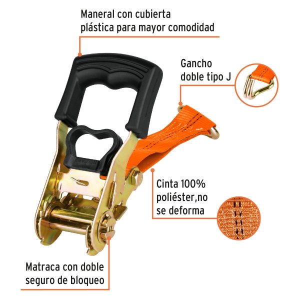 JUEGO DE 2 ESLINGAS CON RATCHET CARGA MAXIMA 1500 KG TRUPER - Imagen 2