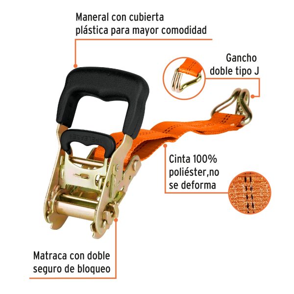 ESLINGA CON RATCHET CARGA MAXIMA 2250 KG TRUPER - Imagen 2