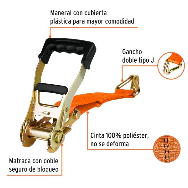 ESLINGA CON RATCHET CARGA MAXIMA 3000 KG TRUPER - Imagen 2