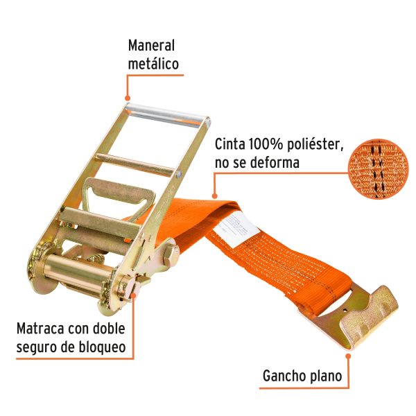 ESLINGA CON RATCHET CARGA MAXIMA 6000 KG TRUPER - Imagen 2