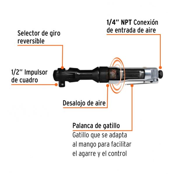 RATCHET NEUMATICO 1/2" TRUPER - Imagen 2