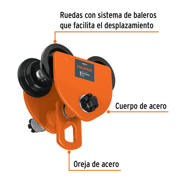 TROLE DE CARGA 1 TON PARA VIGAS IPS E IPR AJUSTABLE TRUPER - Imagen 2