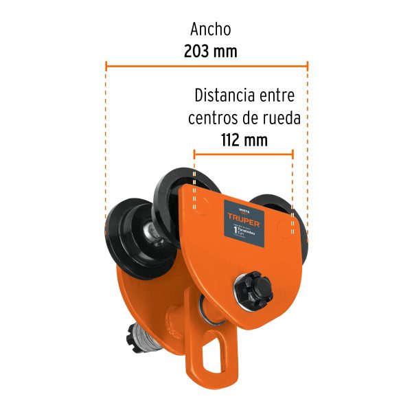 TROLE DE CARGA 1 TON PARA VIGAS IPS E IPR AJUSTABLE TRUPER - Imagen 3