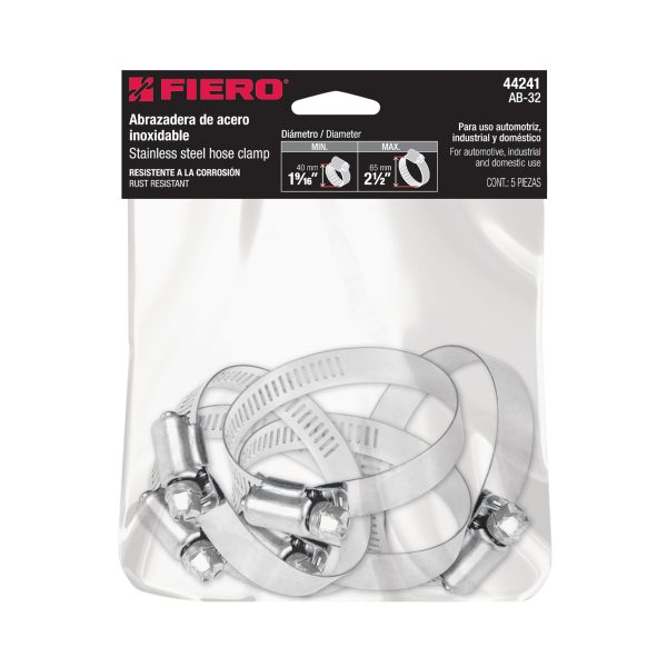 BOLSA 5 ABRAZADERAS SIN FIN REFORZADAS #32 1-9/16" - 2-1/2" FIERO