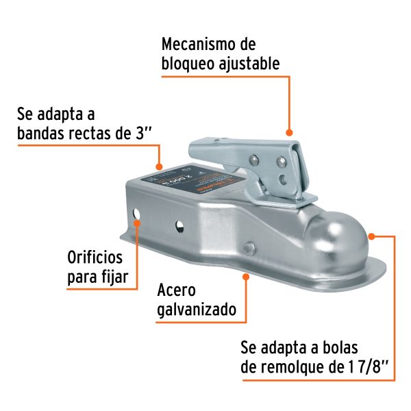 ACOPLE PARA BOLA DE REMOLQUE 1-7/8" 2000 LB TRUPER - Imagen 2