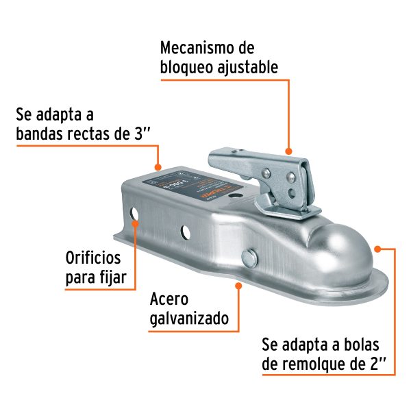 ACOPLE PARA BOLA DE REMOLQUE 2" 3500 LB TRUPER - Imagen 2
