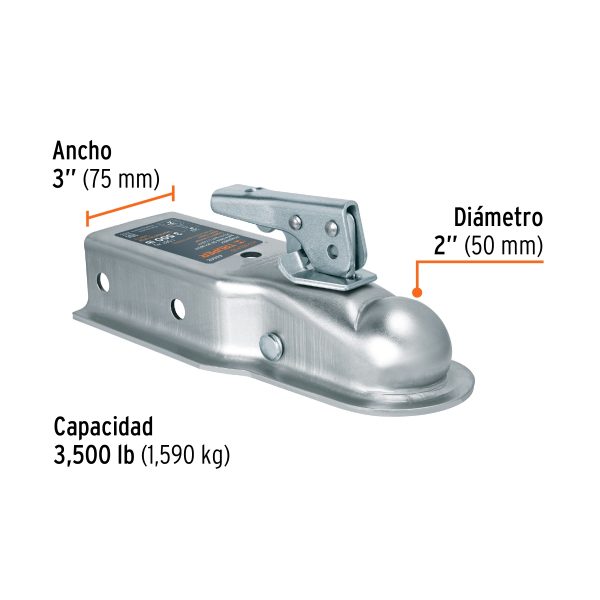 ACOPLE PARA BOLA DE REMOLQUE 2" 3500 LB TRUPER - Imagen 3
