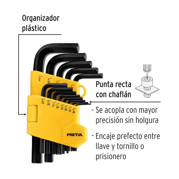 JUEGO DE 13 LLAVES BRISTOL EN PULGADAS CON ORGANIZADOR PRETUL - Imagen 2