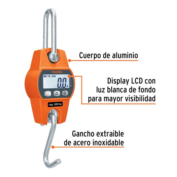BASCULA ELECTRONICA COLGANTE 300 KG TRUPER - Imagen 2