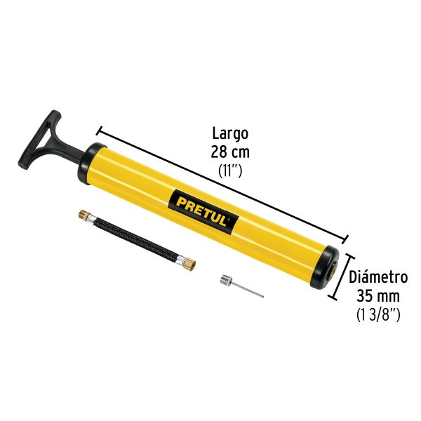 MINI BOMBA MANUAL PARA INFLAR BALONES 14.5 PSI PRETUL - Imagen 2