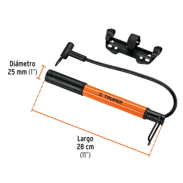 MINI BOMBA MANUAL PARA BICICLETA 60 PSI TRUPER - Imagen 2