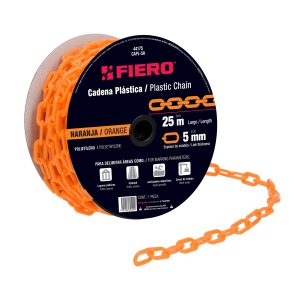 CADENA PLASTICA NARANJA DE 5 MM CARRETE POR 25 M FIERO