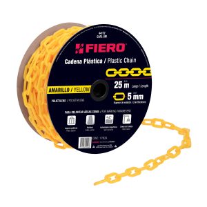 CADENA PLASTICA AMARILLA DE 5 MM CARRETE POR 25 M FIERO