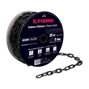 CADENA PLASTICA NEGRA DE 5 MM CARRETE POR 25 M FIERO
