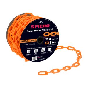 CADENA PLASTICA NARANJA DE 8 MM CARRETE POR 25 M FIERO