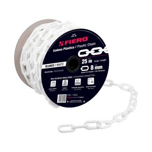 CADENA PLASTICA BLANCA DE 8 MM CARRETE POR 25 M FIERO