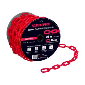 CADENA PLASTICA ROJA DE 8 MM CARRETE POR 25 M FIERO