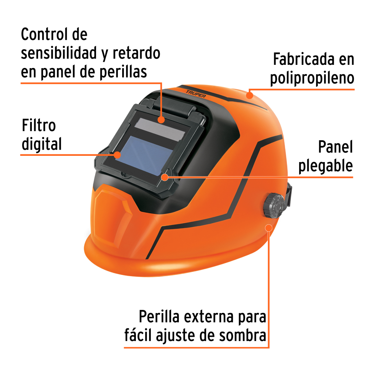 CARETA ELECTRONICA PARA SOLDAR PROFESIONAL SOMBRA 9 A 13 TRUPER - Imagen 2
