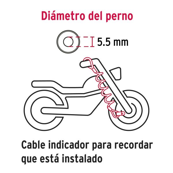 CANDADO PARA DISCO DE MOTOCICLETA PERNO DE 5.5 MM HERMEX - Imagen 3