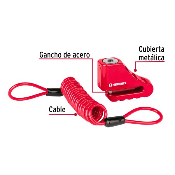 CANDADO PARA DISCO DE MOTOCICLETA PERNO DE 5.5 MM HERMEX - Imagen 2